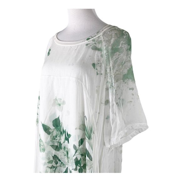 Scandal Italy Dress Flowy 3/4 Sleeve Roses Tunic - Picture 3 of 13